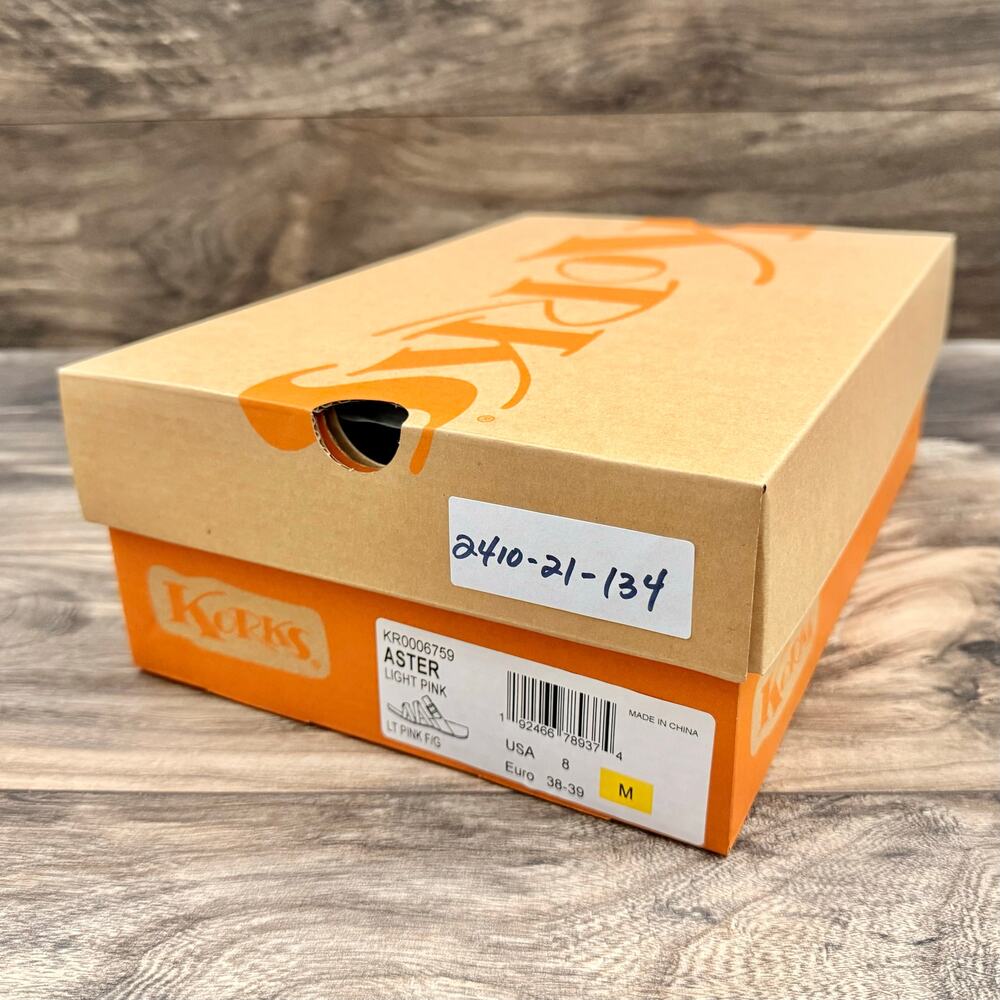 NIB Korks by Kork Ease Aster 8M Light Pink Leather Cork Slide Wedge Sandal - Picture 10 of 11